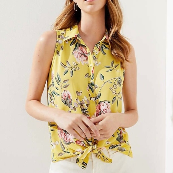 LOFT Tops - Beautiful Yellow Floral Sleeveless Blouse